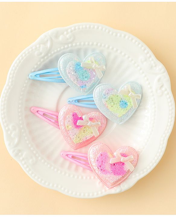 Babyhug Snap Clips With Heart Applique - Pink