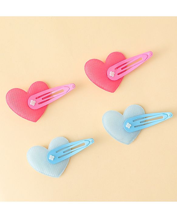 Babyhug Snap Clips With Heart Applique - Pink
