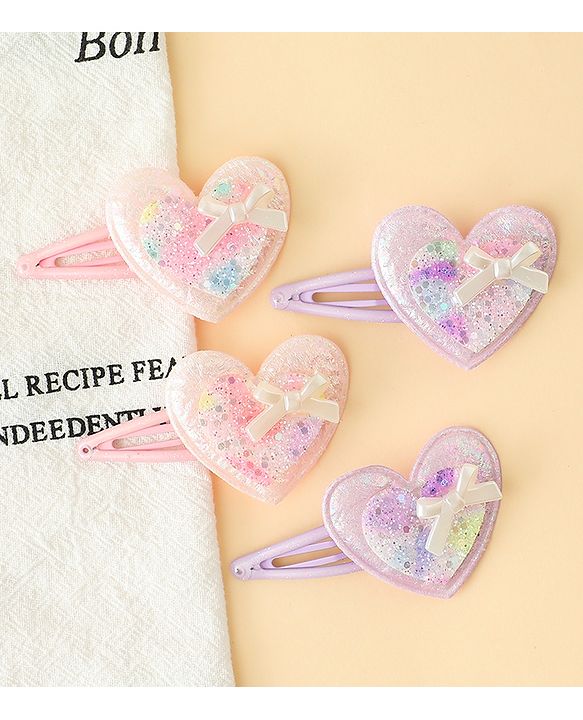 Babyhug Snap Clips With Heart Applique - Pink