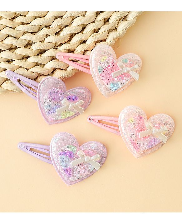Babyhug Snap Clips With Heart Applique - Pink