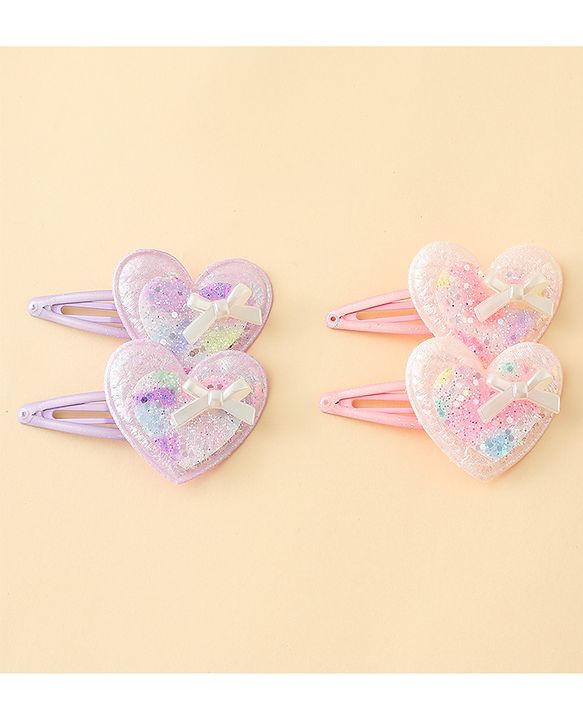 Babyhug Snap Clips With Heart Applique - Pink