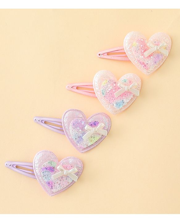 Babyhug Snap Clips With Heart Applique - Pink