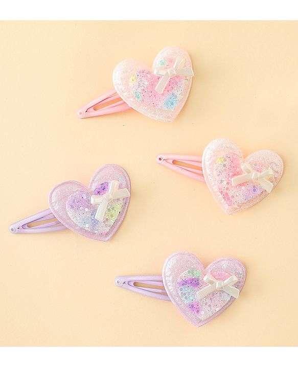 Babyhug Snap Clips With Heart Applique - Pink