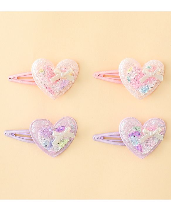Babyhug Snap Clips With Heart Applique - Pink