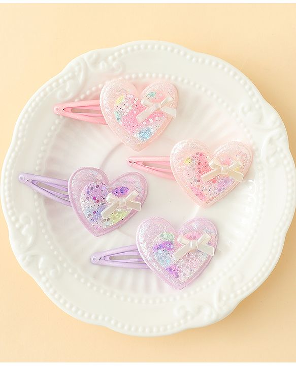 Babyhug Snap Clips With Heart Applique - Pink