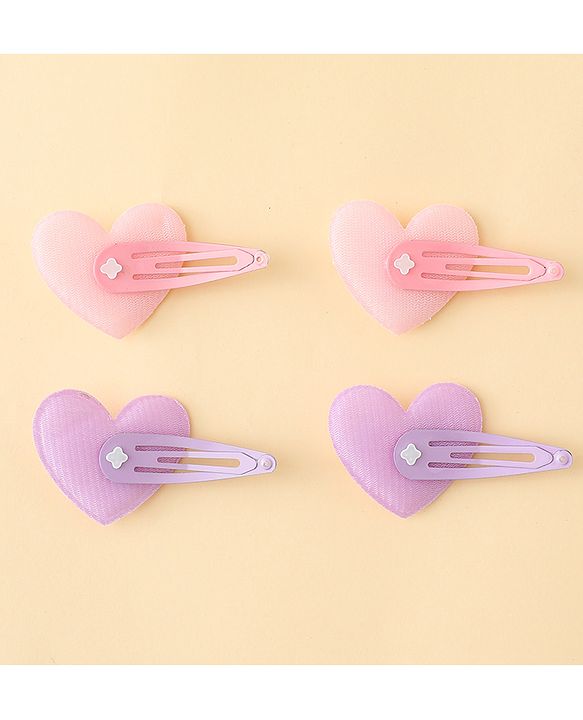 Babyhug Snap Clips With Heart Applique - Pink