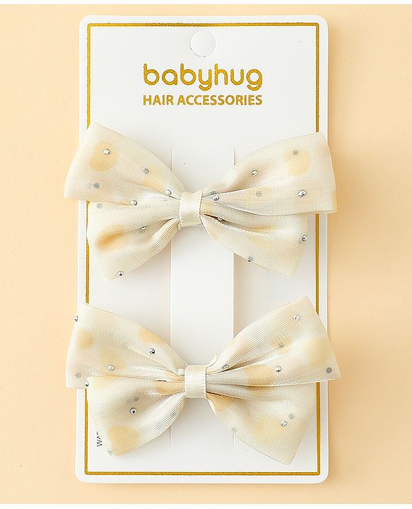 Babyhug Bow & Butterfly Clips Free Size Pack Of 2 -Yellow