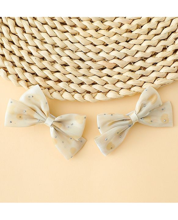 Babyhug Bow & Butterfly Clips Free Size Pack Of 2 -Yellow
