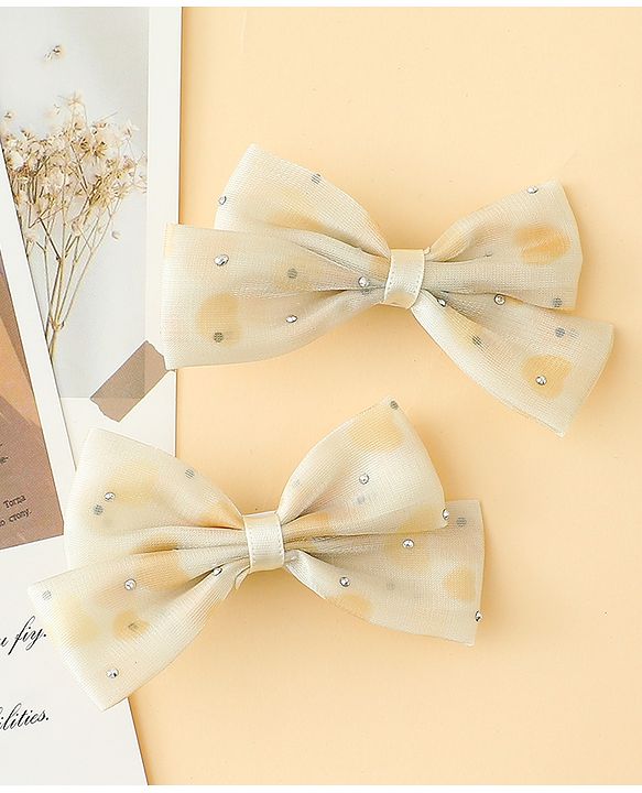 Babyhug Bow & Butterfly Clips Free Size Pack Of 2 -Yellow