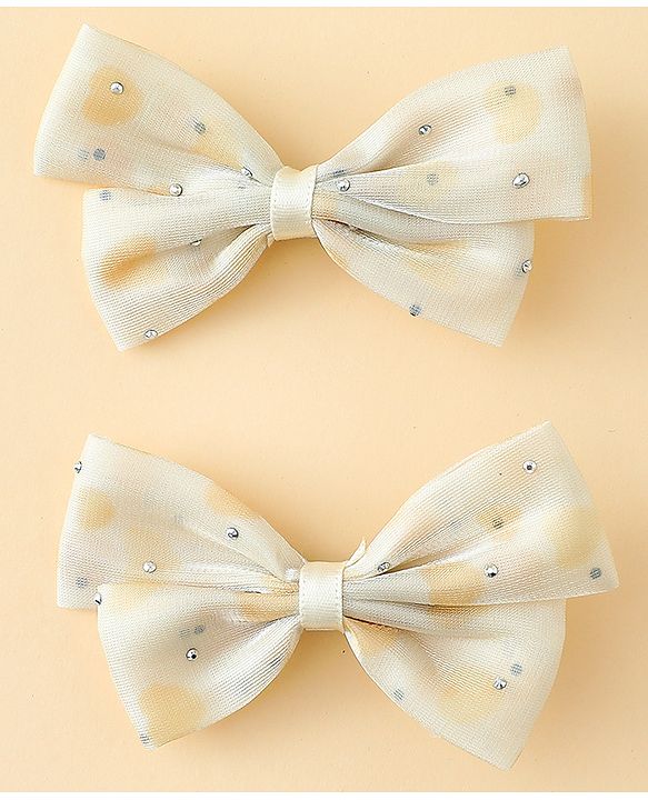 Babyhug Bow & Butterfly Clips Free Size Pack Of 2 -Yellow