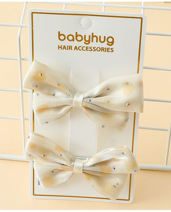 Babyhug Bow & Butterfly Clips Free Size Pack Of 2 -Yellow