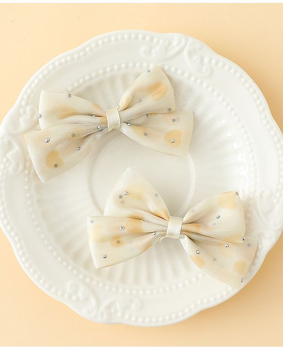 Babyhug Bow & Butterfly Clips Free Size Pack Of 2 -Yellow