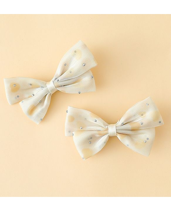 Babyhug Bow & Butterfly Clips Free Size Pack Of 2 -Yellow