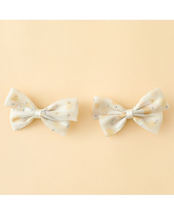 Babyhug Bow & Butterfly Clips Free Size Pack Of 2 -Yellow