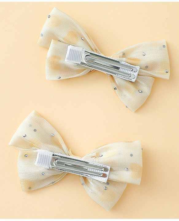Babyhug Bow & Butterfly Clips Free Size Pack Of 2 -Yellow