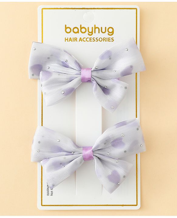 Babyhug Bow & Butterfly Clips Free Size Pack Of 2 -Yellow