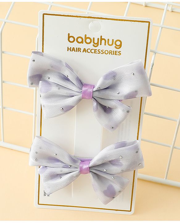 Babyhug Bow & Butterfly Clips Free Size Pack Of 2 -Yellow