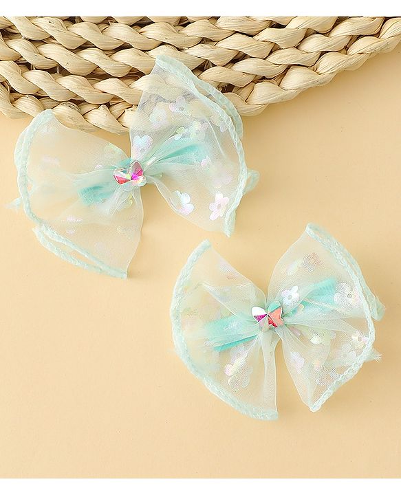 Babyhug Free Size Bow & Butterfly Clips With Butterfly & Floral Design Pack Of 2 - Fuchsia