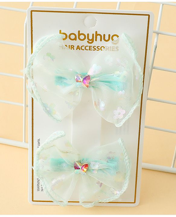 Babyhug Free Size Bow & Butterfly Clips With Butterfly & Floral Design Pack Of 2 - Fuchsia