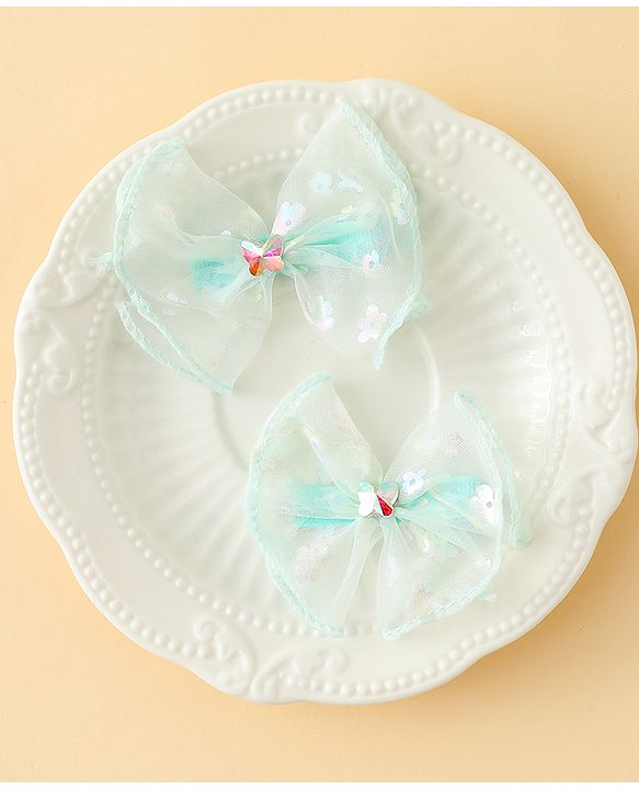 Babyhug Free Size Bow & Butterfly Clips With Butterfly & Floral Design Pack Of 2 - Fuchsia