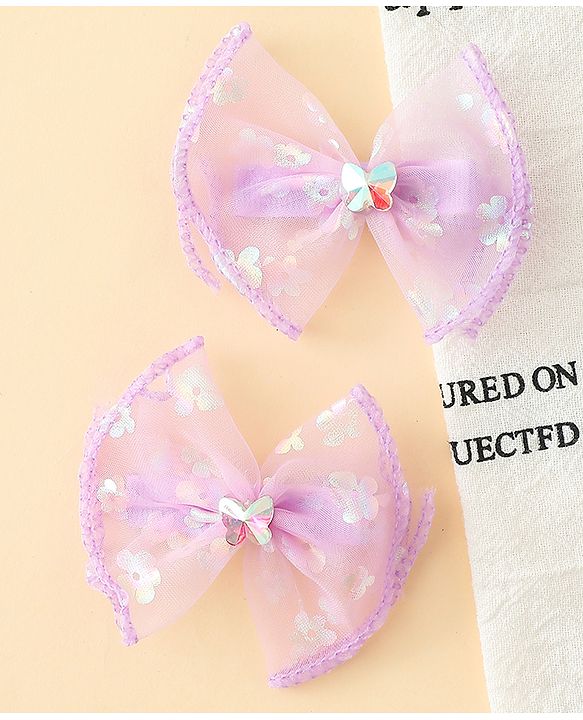 Babyhug Free Size Bow & Butterfly Clips With Butterfly & Floral Design Pack Of 2 - Fuchsia