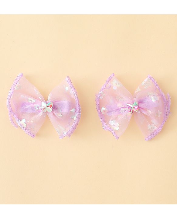 Babyhug Free Size Bow & Butterfly Clips With Butterfly & Floral Design Pack Of 2 - Fuchsia