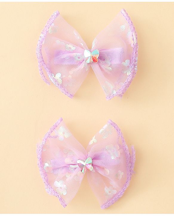Babyhug Free Size Bow & Butterfly Clips With Butterfly & Floral Design Pack Of 2 - Fuchsia
