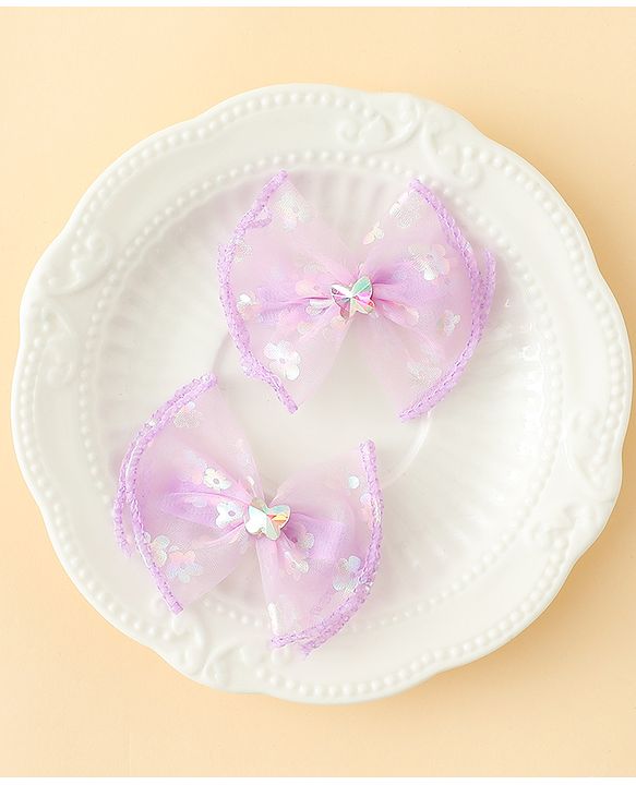 Babyhug Free Size Bow & Butterfly Clips With Butterfly & Floral Design Pack Of 2 - Fuchsia
