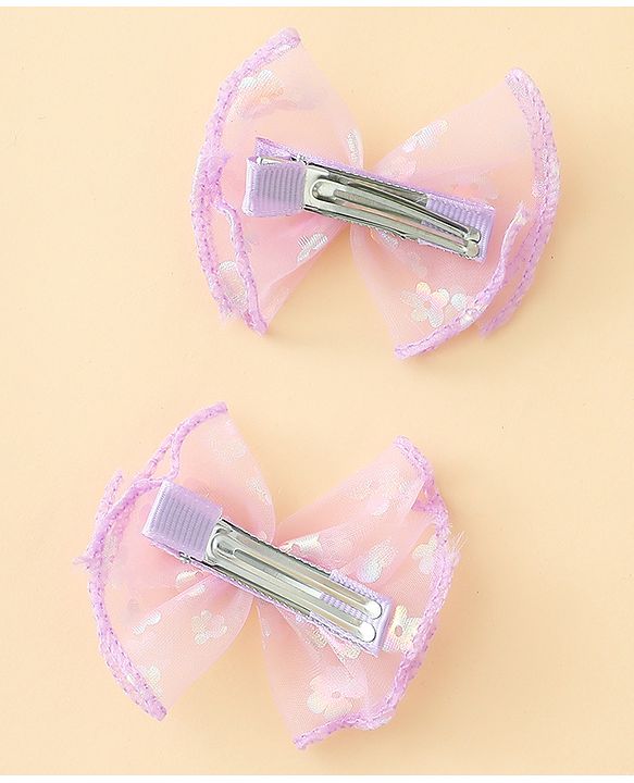 Babyhug Free Size Bow & Butterfly Clips With Butterfly & Floral Design Pack Of 2 - Fuchsia
