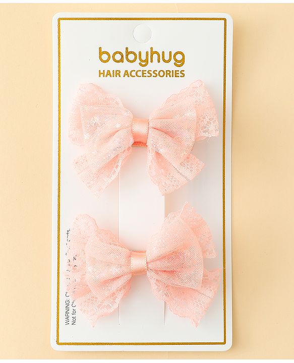 Babyhug Free Size Bow & Butterfly Clips Blue Pack Of 2 - Orange