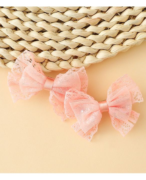 Babyhug Free Size Bow & Butterfly Clips Blue Pack Of 2 - Orange
