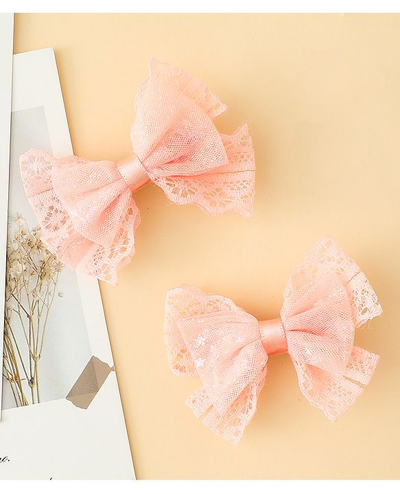 Babyhug Free Size Bow & Butterfly Clips Blue Pack Of 2 - Orange