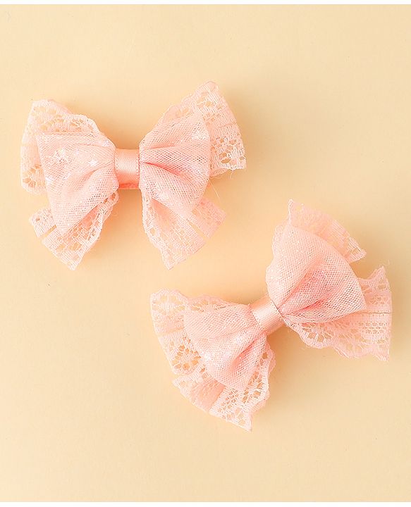 Babyhug Free Size Bow & Butterfly Clips Blue Pack Of 2 - Orange