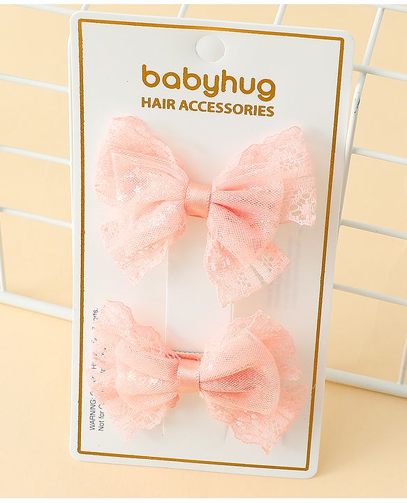 Babyhug Free Size Bow & Butterfly Clips Blue Pack Of 2 - Orange