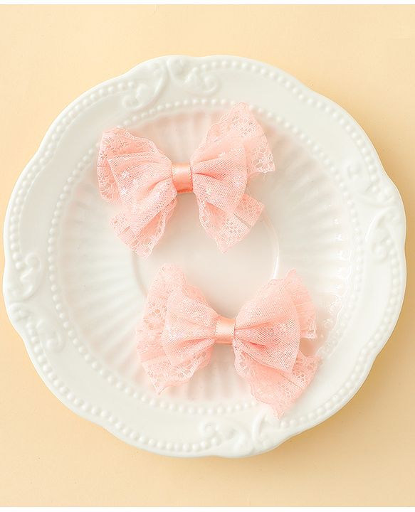Babyhug Free Size Bow & Butterfly Clips Blue Pack Of 2 - Orange