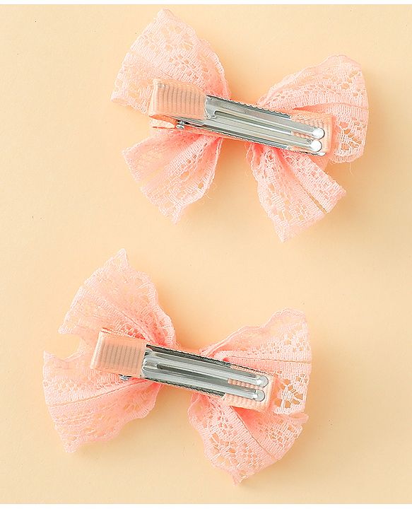 Babyhug Free Size Bow & Butterfly Clips Blue Pack Of 2 - Orange