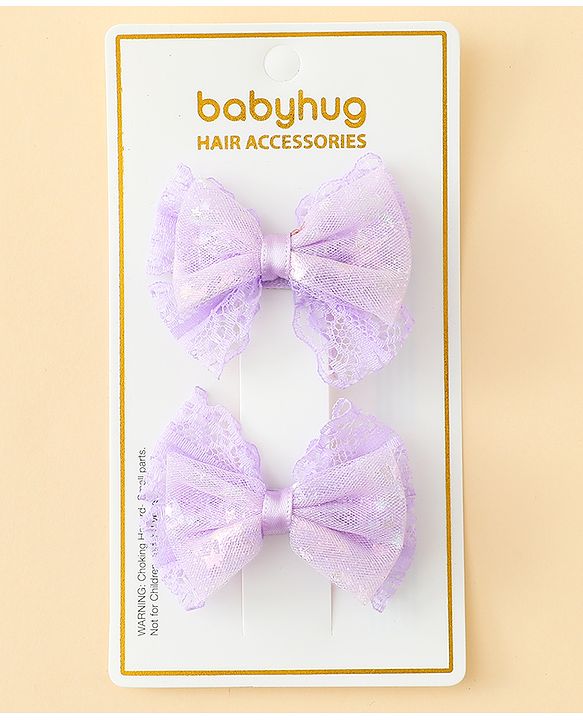 Babyhug Free Size Bow & Butterfly Clips Blue Pack Of 2 - Orange
