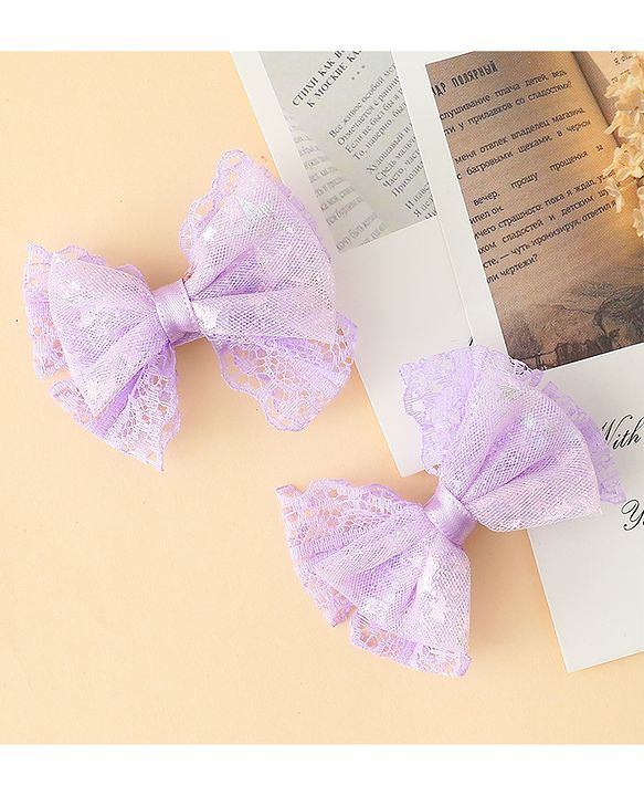 Babyhug Free Size Bow & Butterfly Clips Blue Pack Of 2 - Orange