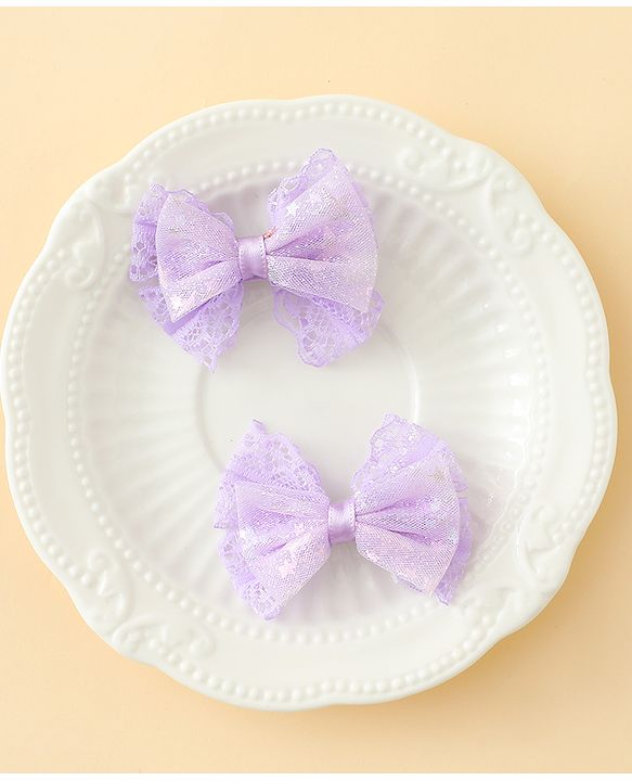 Babyhug Free Size Bow & Butterfly Clips Blue Pack Of 2 - Orange
