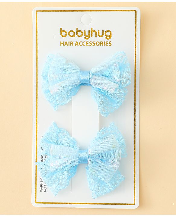 Babyhug Free Size Bow & Butterfly Clips Blue Pack Of 2 - Orange