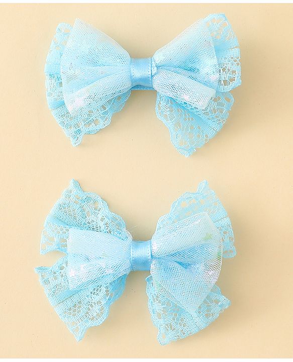 Babyhug Free Size Bow & Butterfly Clips Blue Pack Of 2 - Orange