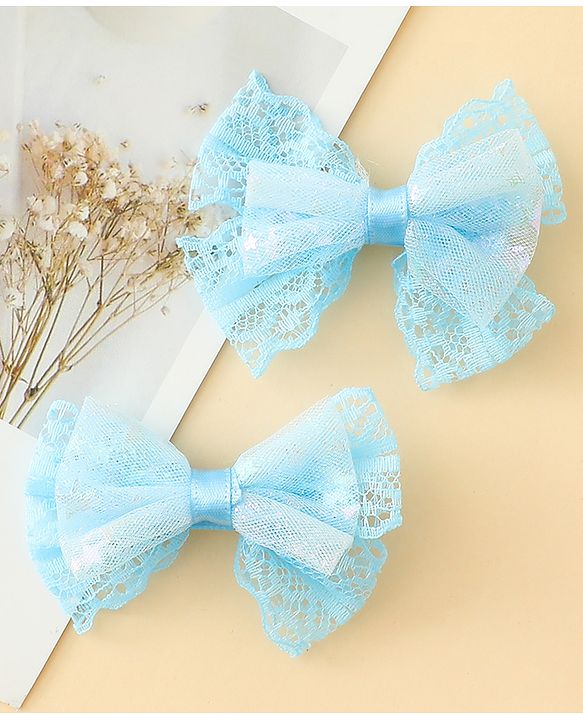 Babyhug Free Size Bow & Butterfly Clips Blue Pack Of 2 - Orange