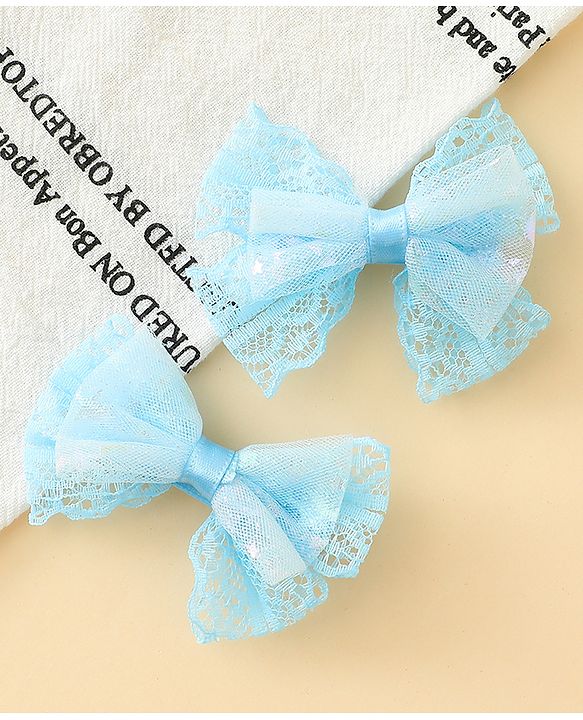 Babyhug Free Size Bow & Butterfly Clips Blue Pack Of 2 - Orange