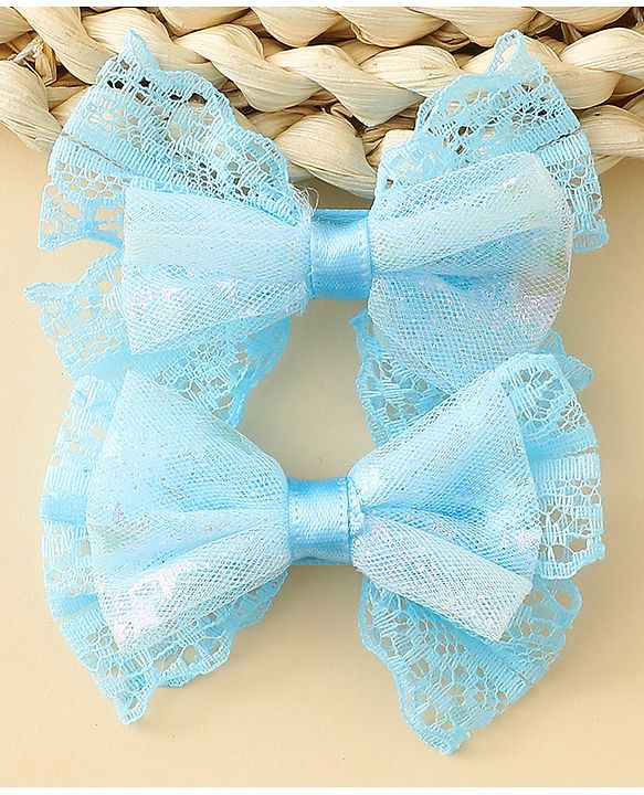 Babyhug Free Size Bow & Butterfly Clips Blue Pack Of 2 - Orange