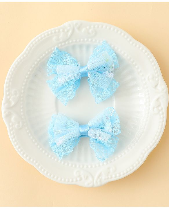 Babyhug Free Size Bow & Butterfly Clips Blue Pack Of 2 - Orange