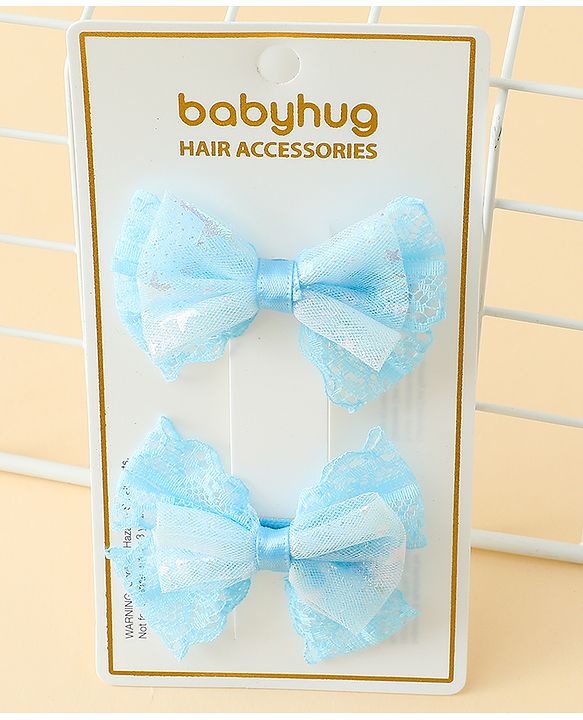 Babyhug Free Size Bow & Butterfly Clips Blue Pack Of 2 - Orange
