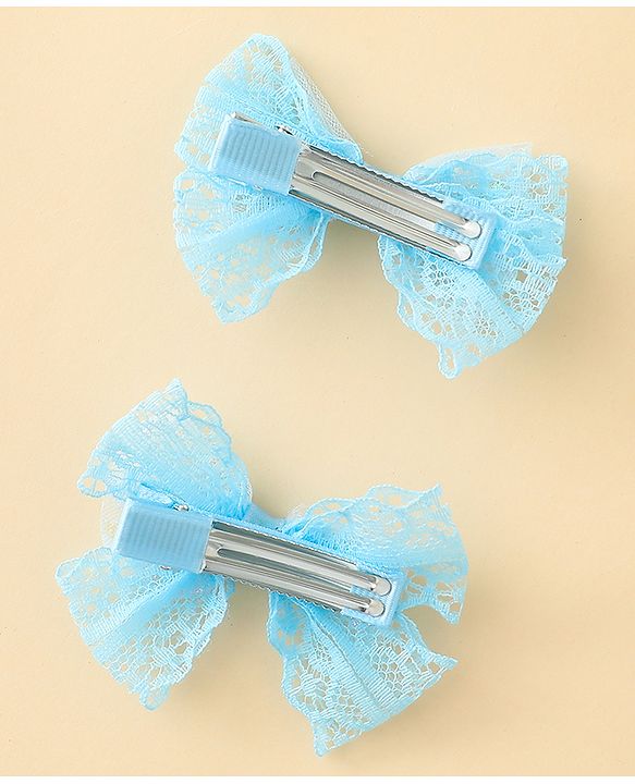 Babyhug Free Size Bow & Butterfly Clips Blue Pack Of 2 - Orange