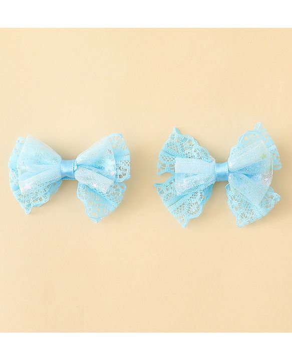 Babyhug Free Size Bow & Butterfly Clips Blue Pack Of 2 - Orange