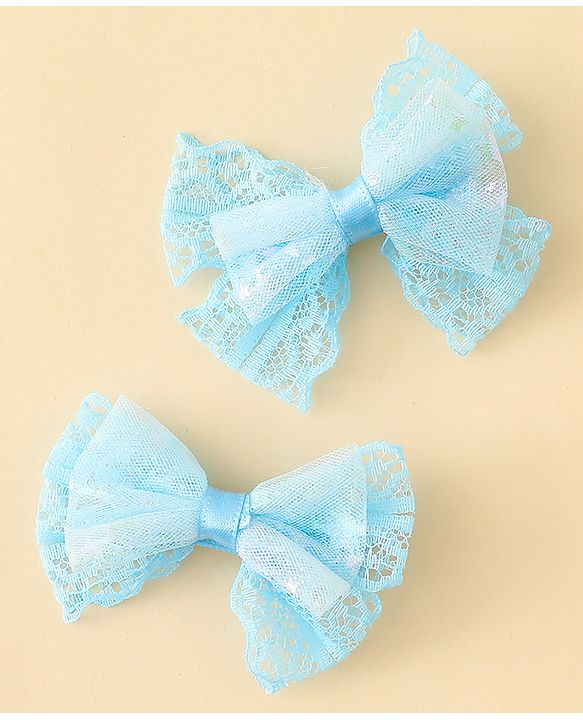 Babyhug Free Size Bow & Butterfly Clips Blue Pack Of 2 - Orange
