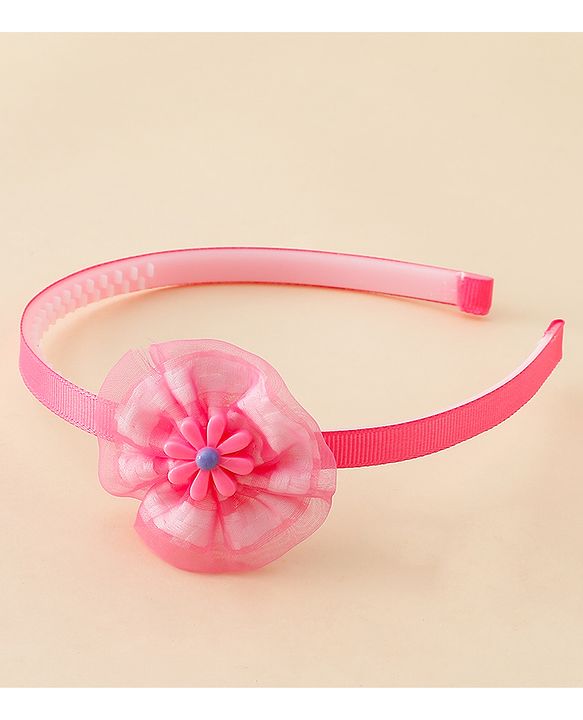 Babyhug Free Size Hair Band With Floral Applique - Pink